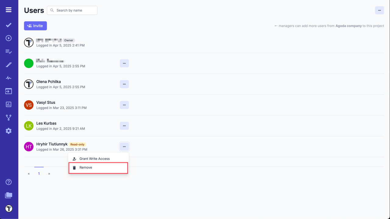 Testomatio - Manage team member Project