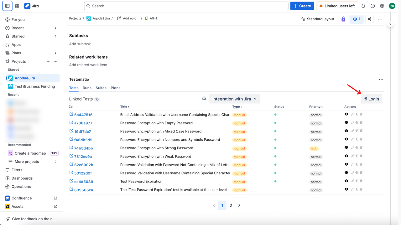 Log In from Jira Plugin