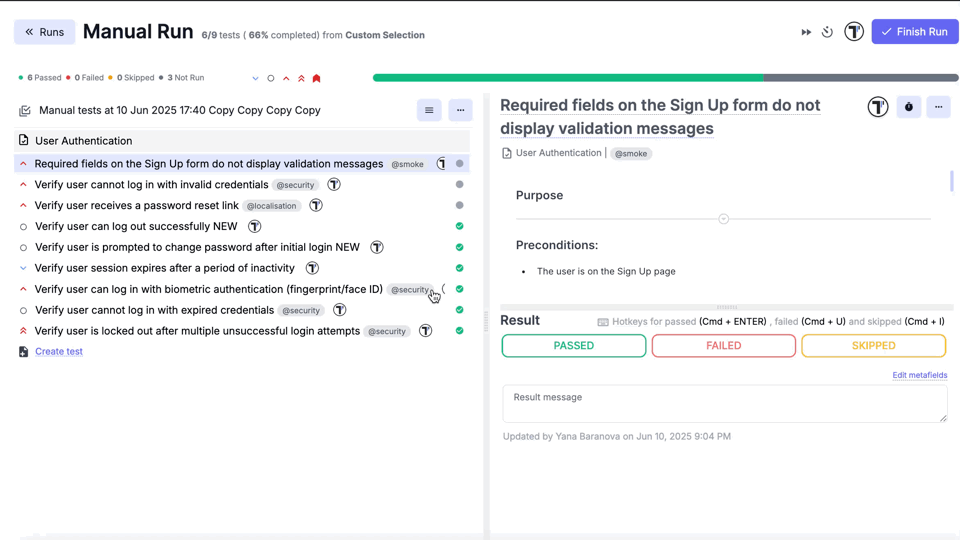 Apply Custom Statuses During Test Execution