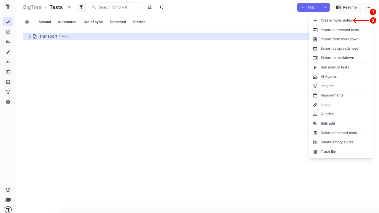 create more suite button